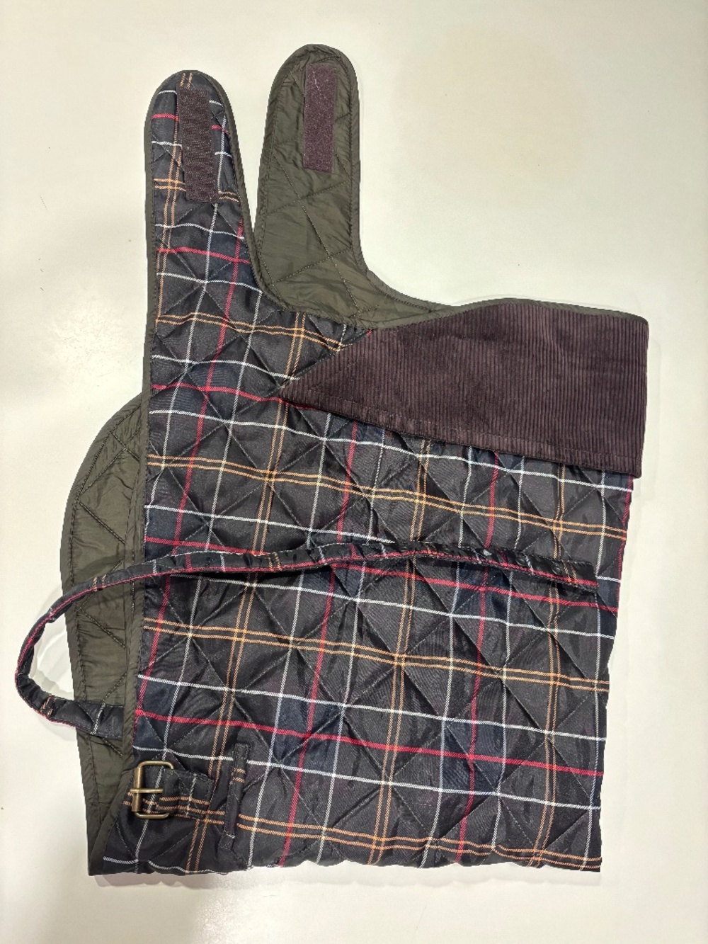 Barbour Green Brown Plaid Dog Coat Size XXL